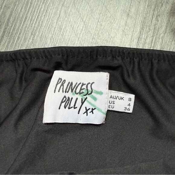 Princess Polly Ruched Slit Dress Black Party 4 US Stretchy - Picture 4 of 12